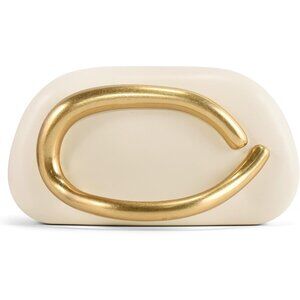 Women's Trendy Formal Evening Off White Leather Clutch Shoulder Strap Handle Bag